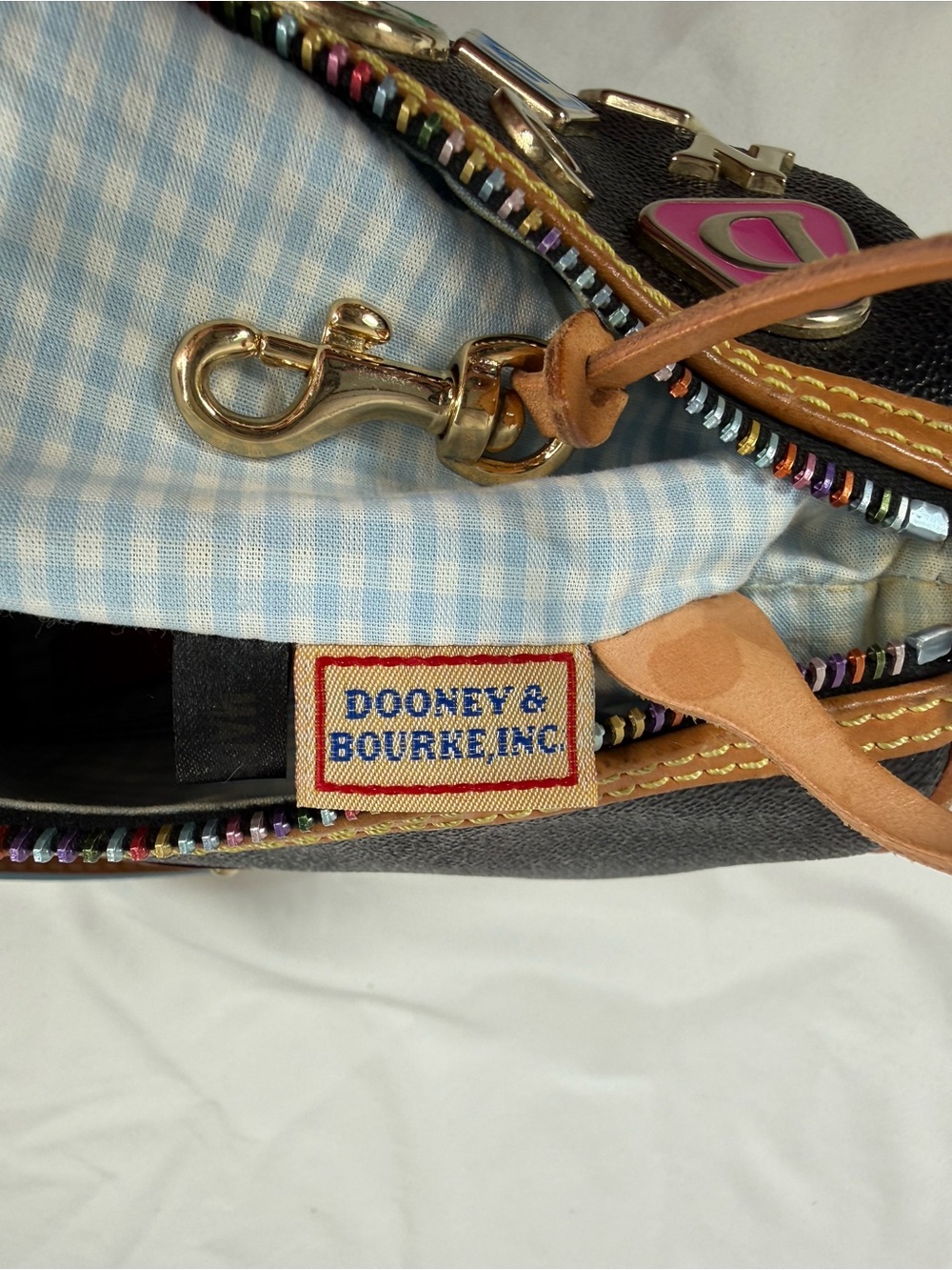 Vintage Y2K Dooney & Bourke Lindsay Lohan Alphabet Charm Leather Shoulder Bag - Picture 15 of 16
